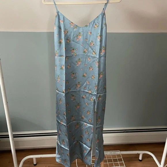 Reformation Blue Floral Slip Midi Dress Silk - Picture 4 of 9